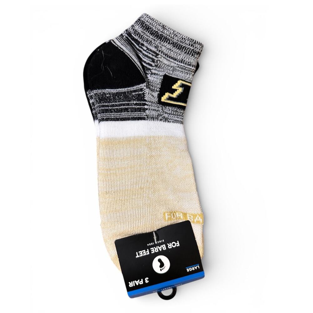 NWT Purdue Boilermakers Socks 3-Pack | For Bare Feet | NCAA | Large